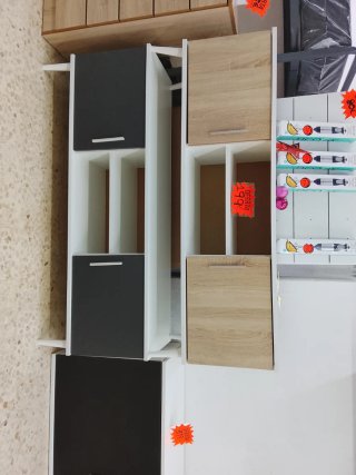 Mesa TV modular madera y gris