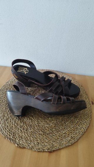 Sandalias Mango Cuña Marrón Talla 38