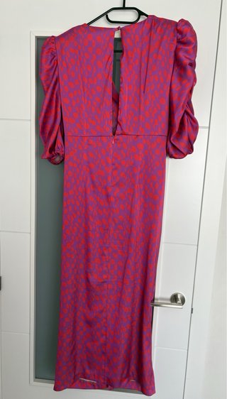 Vestido fiesta púrpura y naranja