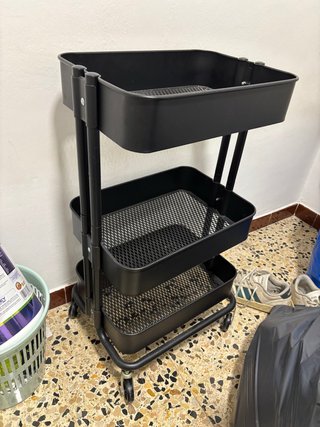 Carrito Auxiliar 3 Niveles Negro