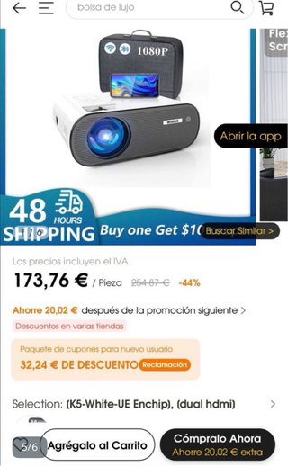 Proyector LED Portátil WiMiUS Blanco