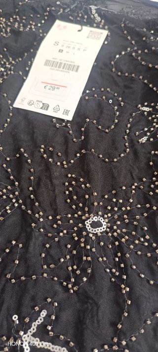 Zara Top Lentejuelas Negro Talla S