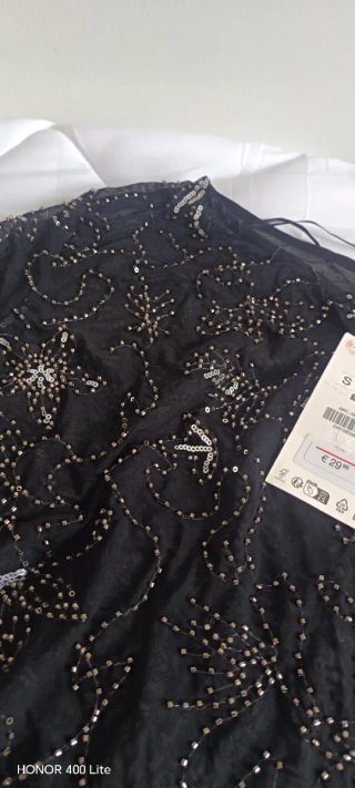 Zara Top Lentejuelas Negro Talla S