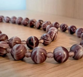 Collana Perle Vetro Murano Simil-Agata Marrone Vio