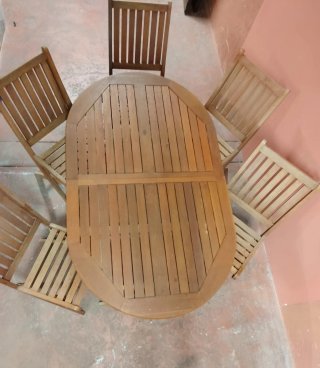 Mesa de jardín Teka + 6 Sillas