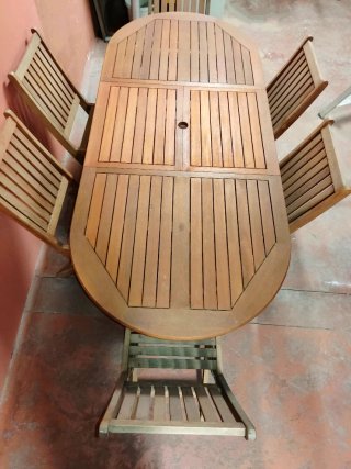 Mesa de jardín Teka + 6 Sillas
