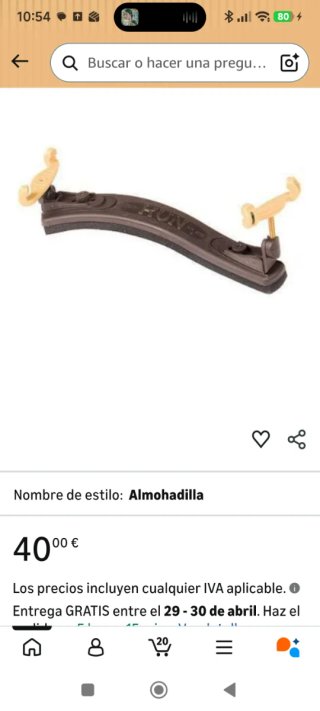 Kun Almohadilla Violín Ajustable 1/16-1/4