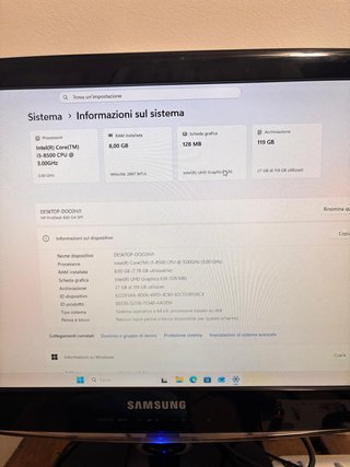 HP ProDesk i5-8500 8GB RAM 128GB SSD Win11