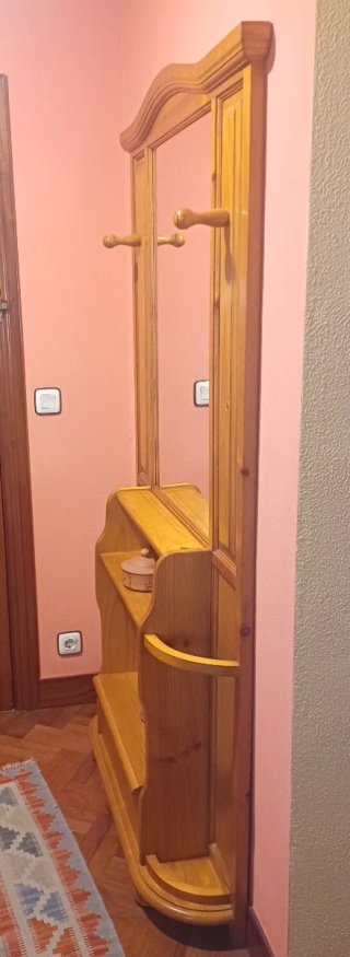 Recibidor madera maciza con espejo
