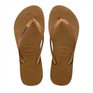 Havaianas douradas com glitter
