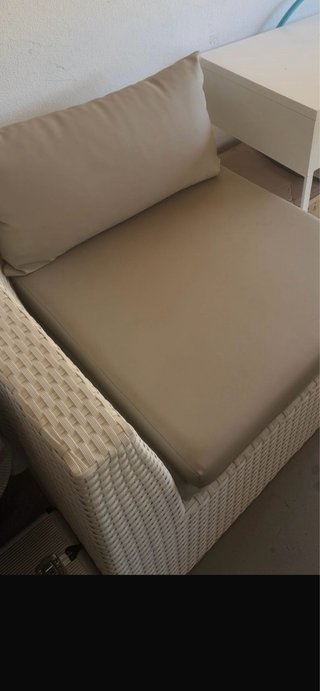 Sillón rinconero exterior tela náutica beige