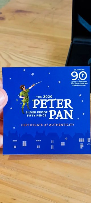Moneda Peter Pan 2020 Plata Proof 50p