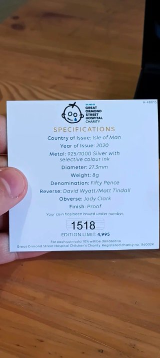 Moneda Peter Pan 2020 Plata Proof 50p