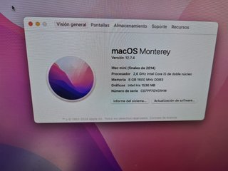 Mac Mini i5 2.6 2014 8GB RAM 500GB Ordenador Apple