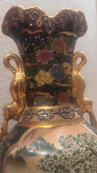 Jarrón Satsuma Cerámica Dorado Multicolor