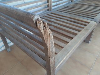Sofá exterior madera chaise longue sin cojines