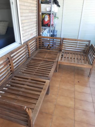Sofá exterior madera chaise longue sin cojines