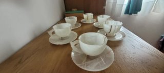 Juego de café de alabastro tallado