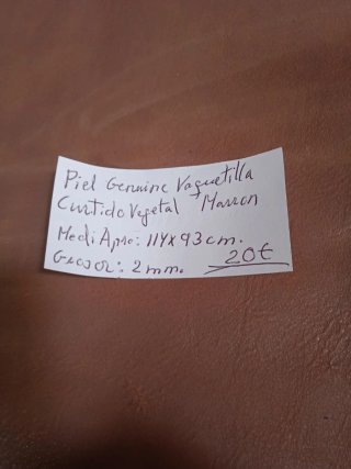 Piel Genuine vaquetilla curtido vegetal marrón 20€