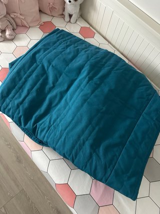 Sofá Cama IKEA Gris Tela y funda Turquesa.