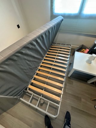 Sofá Cama IKEA Gris Tela y funda Turquesa.