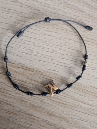 Pulsera oro rosa inicial M con diamante