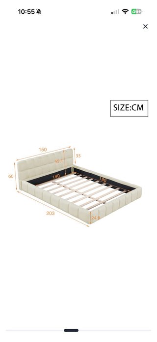 Cama 140x190 tapizada