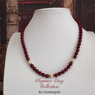 Collana perle bordeaux e bianche GA0054 Gemmopoli