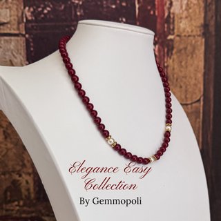 Collana perle bordeaux e bianche GA0054 Gemmopoli