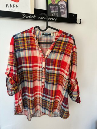 Blusa cuadros multicolor