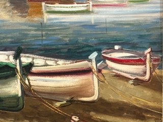 Cuadro Pintura Puerto Barcos