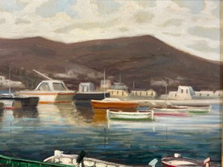 Cuadro Pintura Puerto Barcos