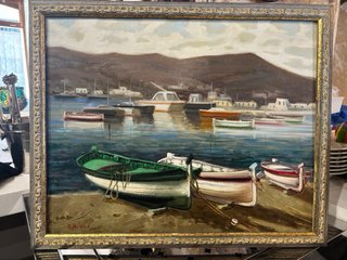 Cuadro Pintura Puerto Barcos