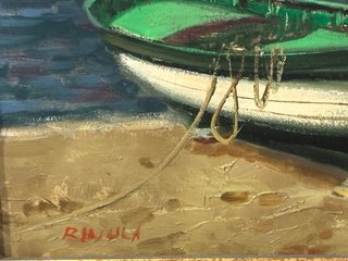 Cuadro Pintura Puerto Barcos