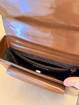 Borsa a spalla in charol GIORGIO ARMANI marrone