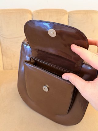 Borsa a spalla in charol GIORGIO ARMANI marrone