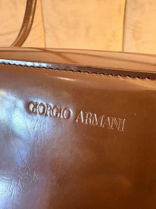Borsa a spalla in charol GIORGIO ARMANI marrone
