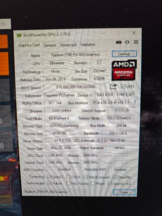 Sapphire RX 480 Nitro+ OC 8GB GDDR5