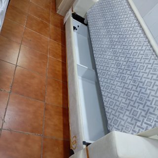 Sofá Cama Tela Beige y Dorado