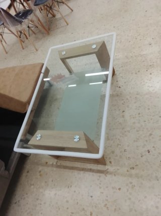 Mesa centro madera y cristal