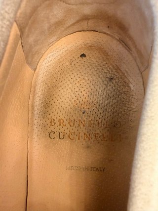 Mocassini in pelle scamosciata beige Brunello Cucinelli