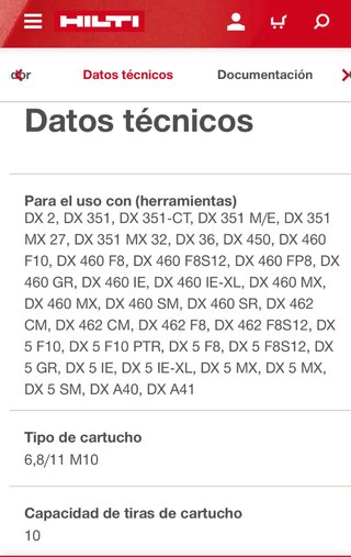 Clavos y fulminantes para pistola HILTI