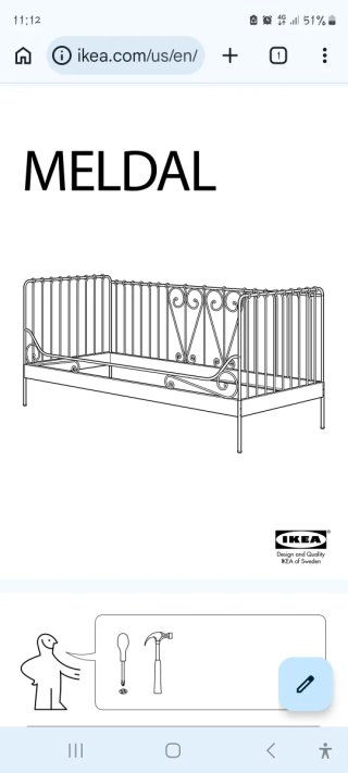 Cama Diván Ikea Negra con Colchon Gris Medal