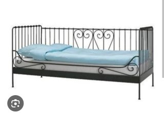 Cama Diván Ikea Negra con Colchon Gris Medal