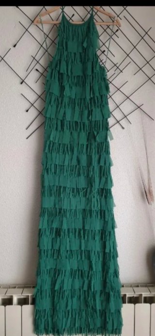 Vestido halter flecos Zara Talla L