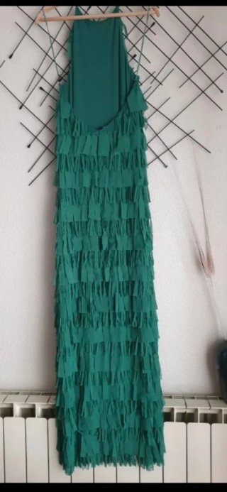 Vestido halter flecos Zara Talla L
