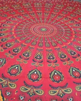 TELA MANDALA ROJO INDIA ARTESANAL 5 STOCK