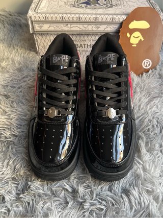 BAPE Sta Low Shark Zapatillas Negras Rojas