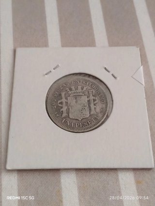 Moneda España 1870 1 peseta de plata