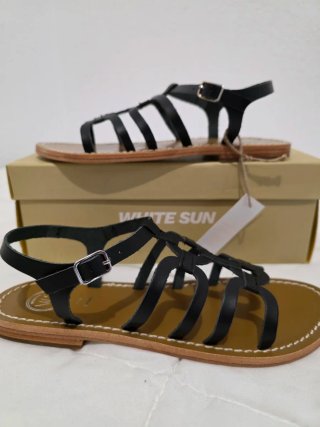 Sandalias White Sun Piel Negra